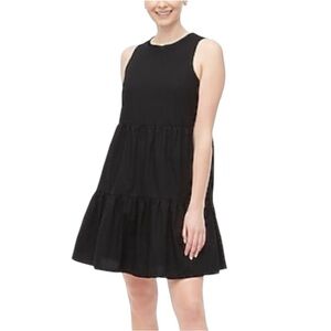 J. Crew Cotton Tiered knee-length dress Black ⚫️ Size 14
